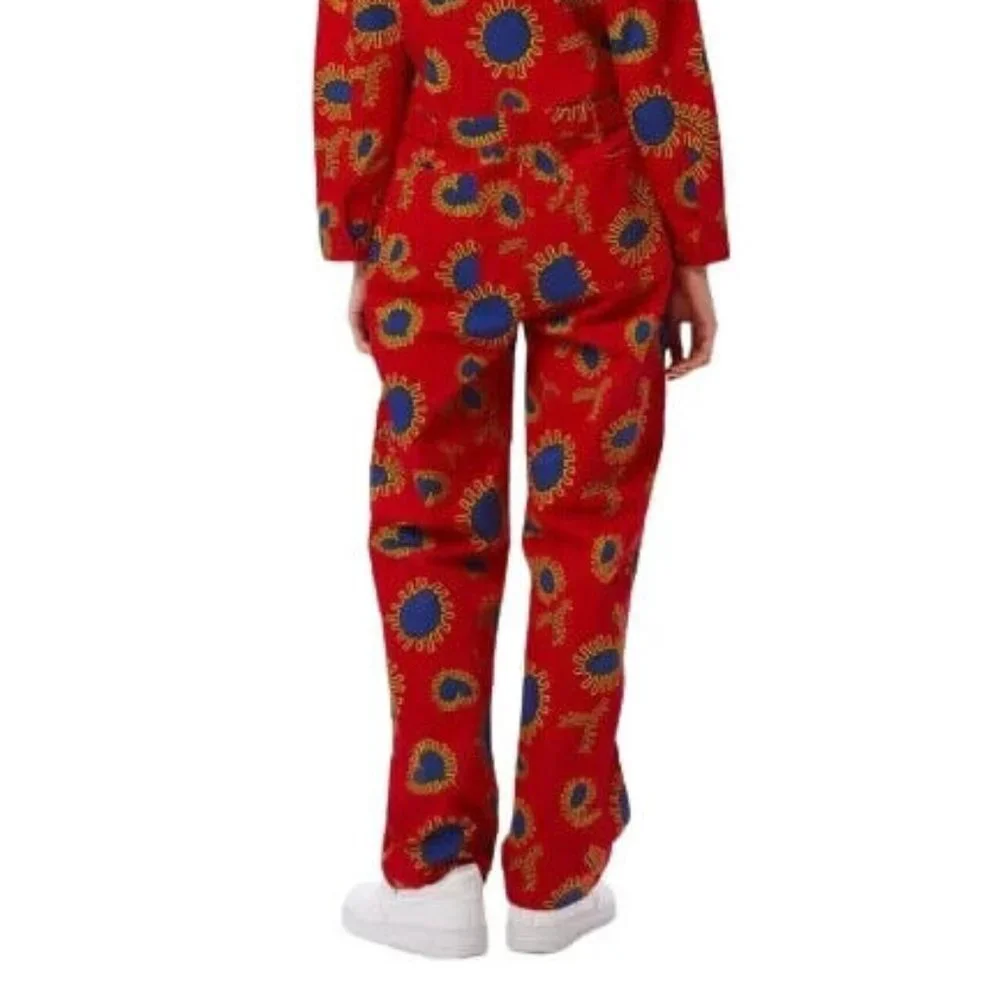 Obey Twill Coverall Jumpsuit "Paisley" Red/Blue - Picture 11 of 11
